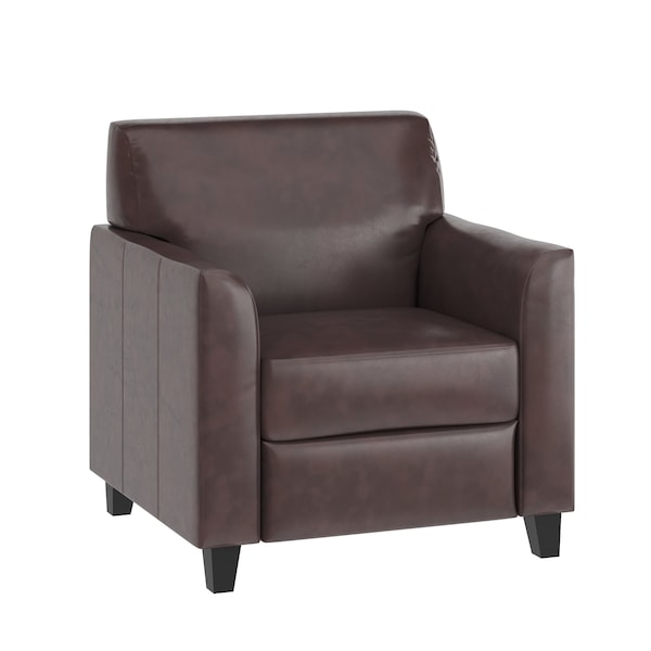 Flash Furniture Contemporary Chair, Brown Back, 30-1/2 in W 29" L 31-1/2" H, Flared, Leather Seat - BT-827-1-BN-GG