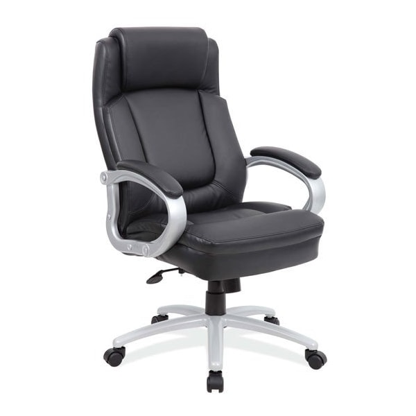 Officesource OS Big & Tall Collection Big and Tall Executive with Silver Heavy Duty Metal Base - 993LBK