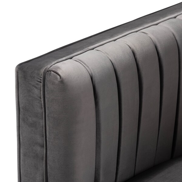 Baxton Studio Aveline Grey Velvet Upholstered Brushed Gold Finished Armchair - 157-9787