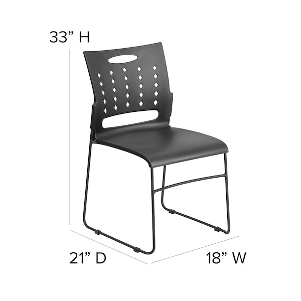 Flash Furniture Black Plastic Stack Chair - 5-RUT-2-BK-GG