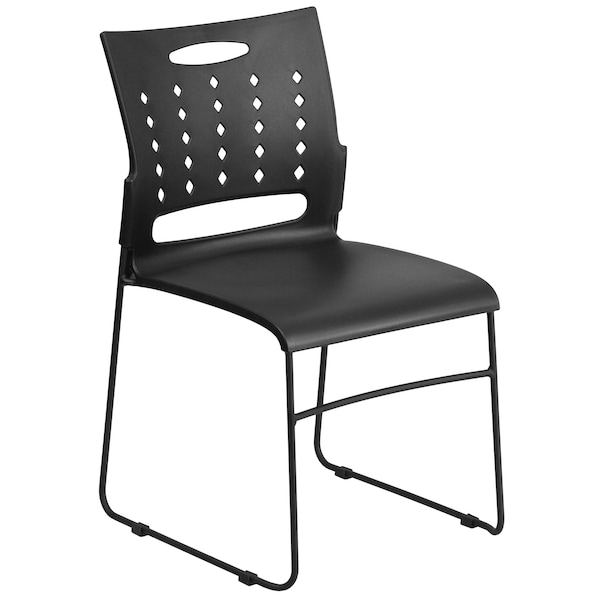 Flash Furniture Black Plastic Stack Chair - 5-RUT-2-BK-GG
