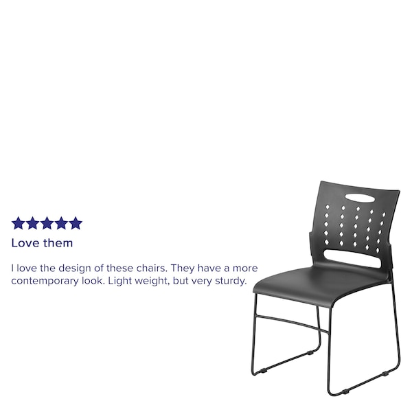Flash Furniture Black Plastic Stack Chair - 5-RUT-2-BK-GG