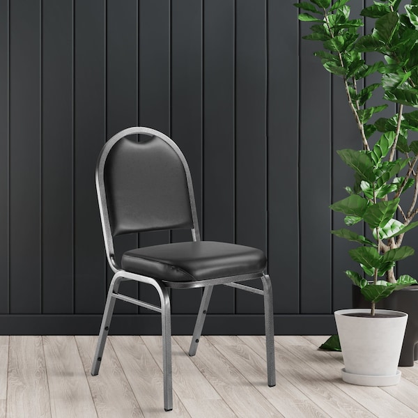 National Public Seating Stacking Chair, 9200 Series, Vinyl Black - 9210-SV