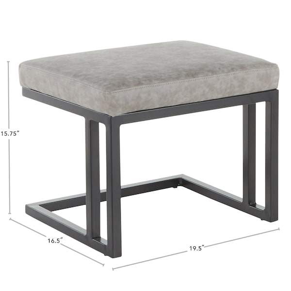 Lumisource Roman Lounge Chair and Ottoman in Black Metal and Grey Faux Leather - C2-ROMAN BKGY