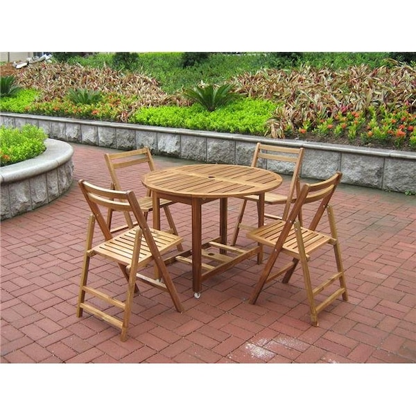 Merry Products Merry Products MPG-TBS01-TB Round Folding Table  - Wood - MPG-TBS01-TB