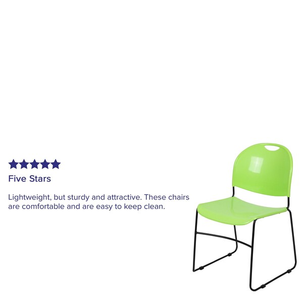 Flash Furniture Green Plastic Stack Chair - RUT-188-GN-GG