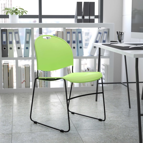 Flash Furniture Green Plastic Stack Chair - RUT-188-GN-GG