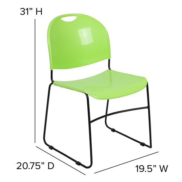 Flash Furniture Green Plastic Stack Chair - RUT-188-GN-GG