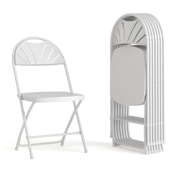 Flash Furniture White Plastic Folding Chair - 8-LE-L-4-WHITE-GG