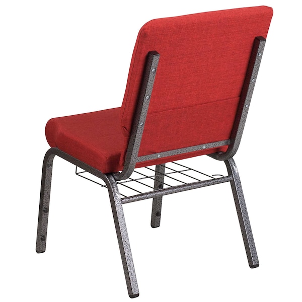 Flash Furniture Hercules Church Chair, 19-1/4 in W 25" L 33-1/4" H, Fabric Seat - FD-CH02185-SV-RED-BAS-GG