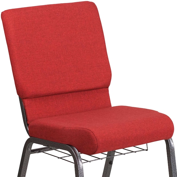 Flash Furniture Hercules Church Chair, 19-1/4 in W 25" L 33-1/4" H, Fabric Seat - FD-CH02185-SV-RED-BAS-GG