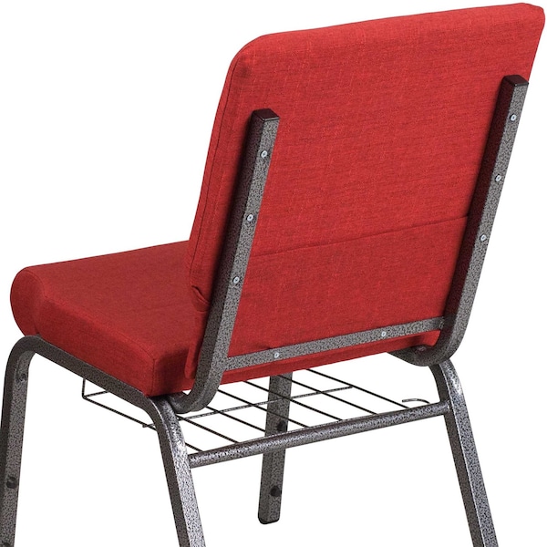 Flash Furniture Hercules Church Chair, 19-1/4 in W 25" L 33-1/4" H, Fabric Seat - FD-CH02185-SV-RED-BAS-GG