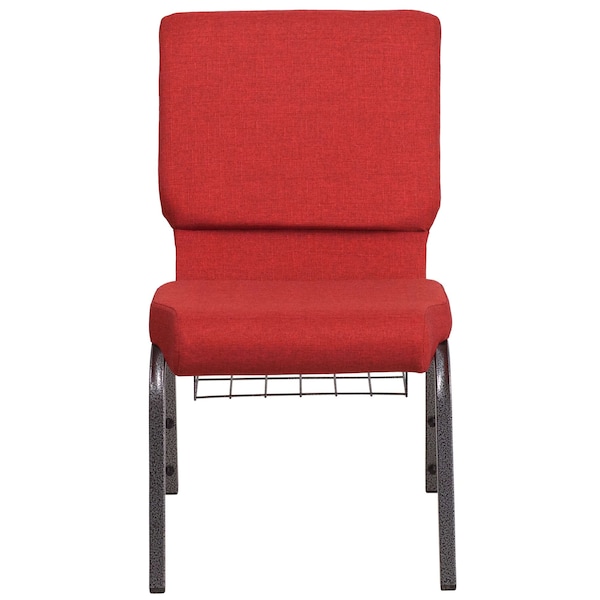 Flash Furniture Hercules Church Chair, 19-1/4 in W 25" L 33-1/4" H, Fabric Seat - FD-CH02185-SV-RED-BAS-GG