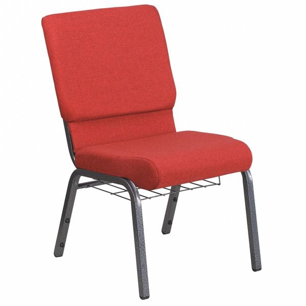 Flash Furniture Hercules Church Chair, 19-1/4 in W 25" L 33-1/4" H, Fabric Seat - FD-CH02185-SV-RED-BAS-GG