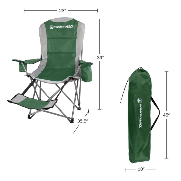 Wakeman Camping Chair with Foot Rest - 300lb Capacity Chair with Cooler & Cupholder by Wakeman Green - 75-CMP1125