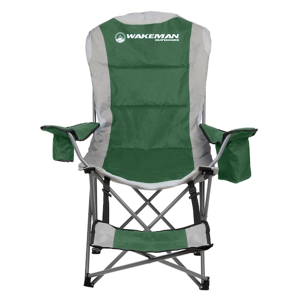 Wakeman Camping Chair with Foot Rest - 300lb Capacity Chair with Cooler & Cupholder by Wakeman Green - 75-CMP1125