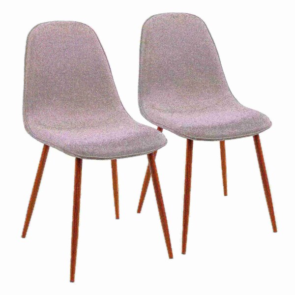 Lumisource Pebble Dining/Accent Chair in Walnut and Grey Fabric, PK 2 - CH-PEB WL+GY2