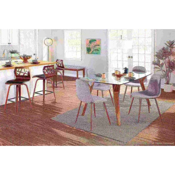 Lumisource Pebble Dining/Accent Chair in Walnut and Grey Fabric, PK 2 - CH-PEB WL+GY2