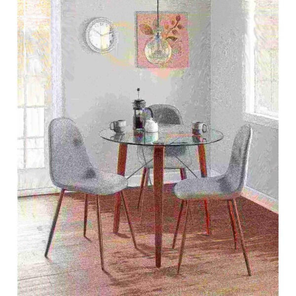 Lumisource Pebble Dining/Accent Chair in Walnut and Grey Fabric, PK 2 - CH-PEB WL+GY2