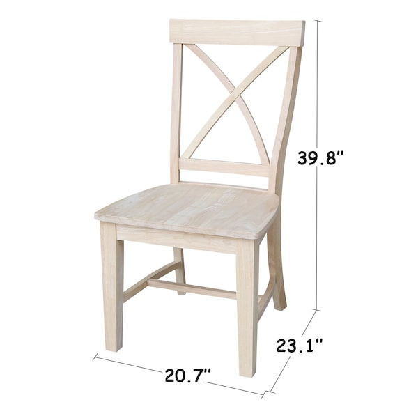International Concepts Set of 2 Creekside X-Back Chairs, Unfinished - C-27P