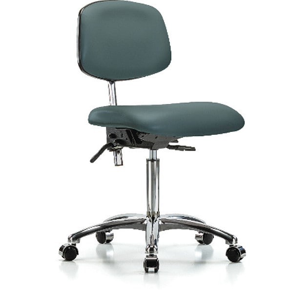 Zoro Select Clean Room Chair Ergonomic Chair, No Arms, 21-1/2" to 29" Height, Vinyl, Colonial Blue - BR-NCR-VMBCH-CR-T1-A0-NF-CC-8546