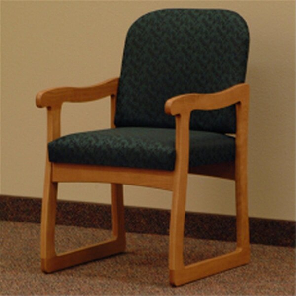 Wooden Mallet Prairie Guest Chair in Medium Oak - Leaf Green - DW7-1MOLG