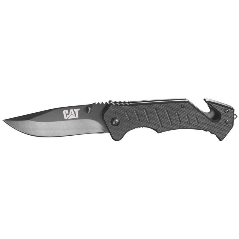 CAT 3.25 in. Stainless Steel Straight Edge Drop Point Folding Knife - 980012