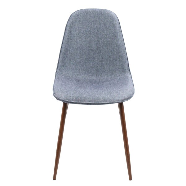 Lumisource Pebble Dining/Accent Chair in Walnut and Blue Fabric, PK 2 - CH-PEB WL+BU2
