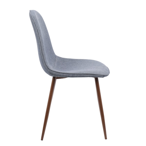 Lumisource Pebble Dining/Accent Chair in Walnut and Blue Fabric, PK 2 - CH-PEB WL+BU2