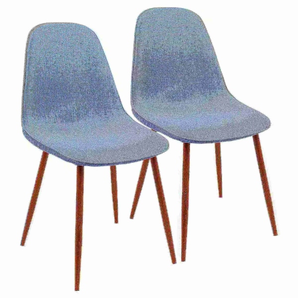 Lumisource Pebble Dining/Accent Chair in Walnut and Blue Fabric, PK 2 - CH-PEB WL+BU2
