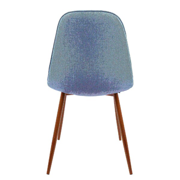 Lumisource Pebble Dining/Accent Chair in Walnut and Blue Fabric, PK 2 - CH-PEB WL+BU2