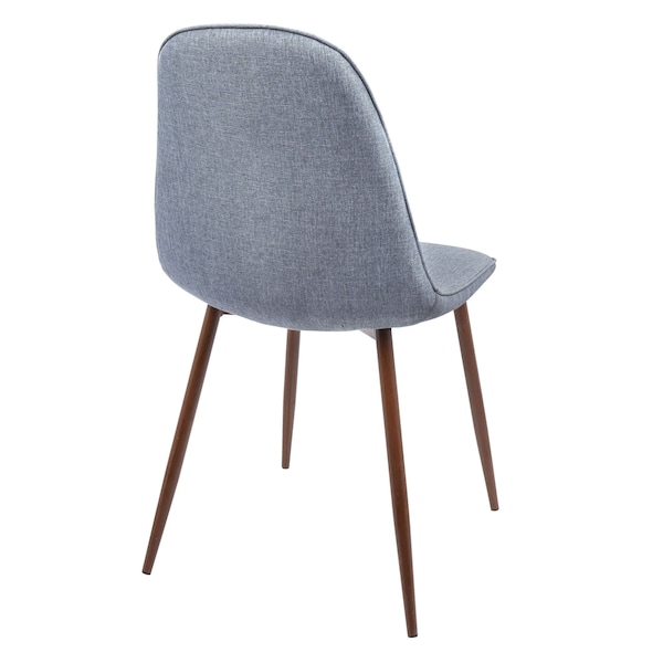 Lumisource Pebble Dining/Accent Chair in Walnut and Blue Fabric, PK 2 - CH-PEB WL+BU2