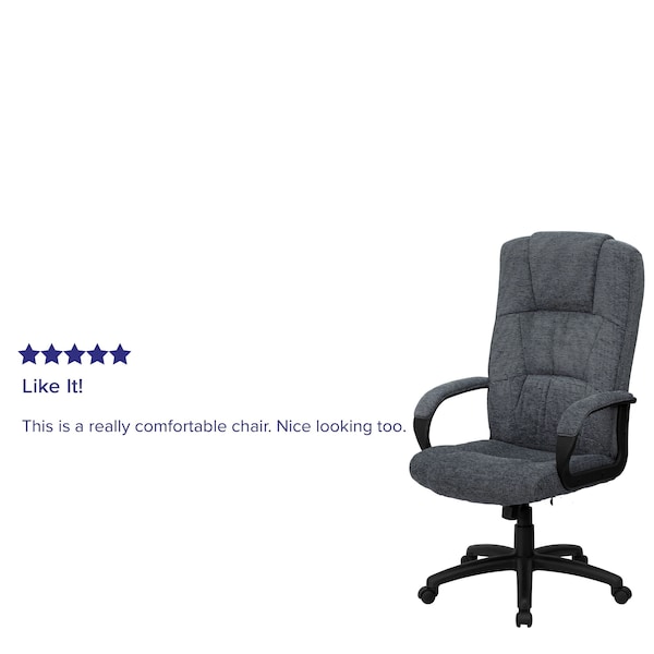 Flash Furniture Contemporary Chair Gray High Back Exec Chair, Fixed Arms, 19-3/4" to 22-3/4" Height, Polypropylene - BT-9022-BK-GG