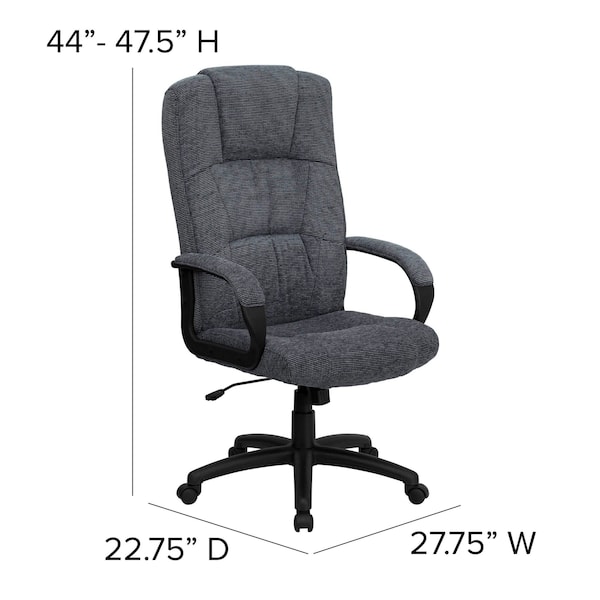 Flash Furniture Contemporary Chair Gray High Back Exec Chair, Fixed Arms, 19-3/4" to 22-3/4" Height, Polypropylene - BT-9022-BK-GG