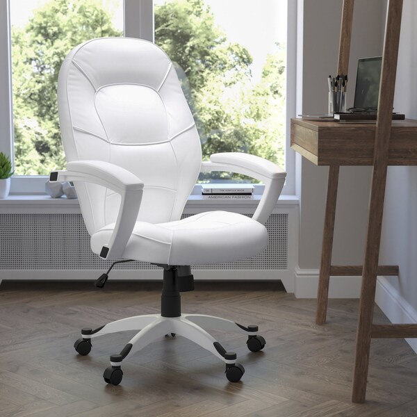 Flash Furniture Mid-Back Exec Chair, White - QD-5058M-WHITE-GG