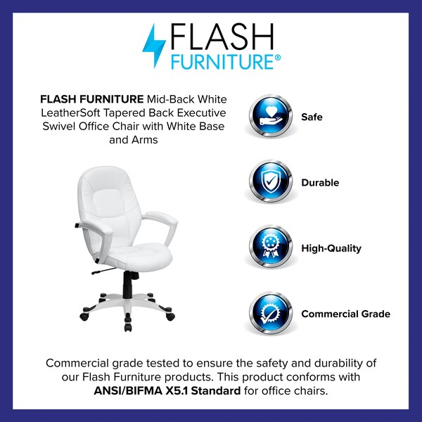 Flash Furniture Mid-Back Exec Chair, White - QD-5058M-WHITE-GG