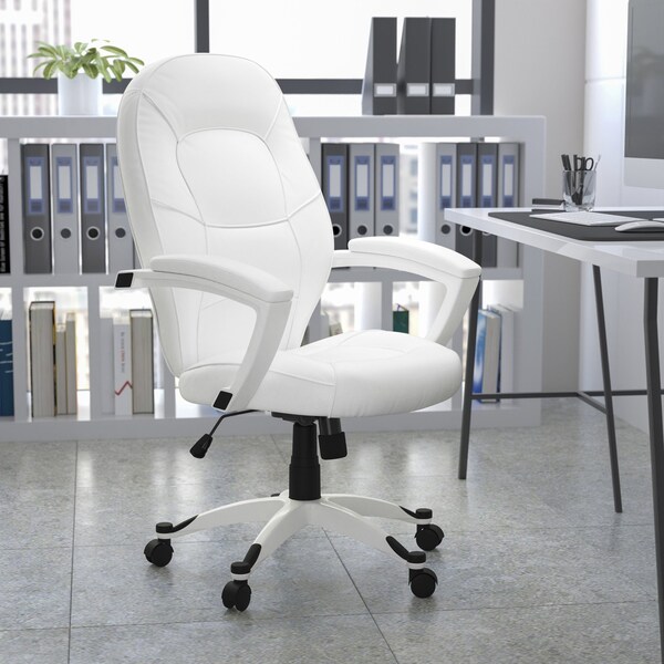 Flash Furniture Mid-Back Exec Chair, White - QD-5058M-WHITE-GG