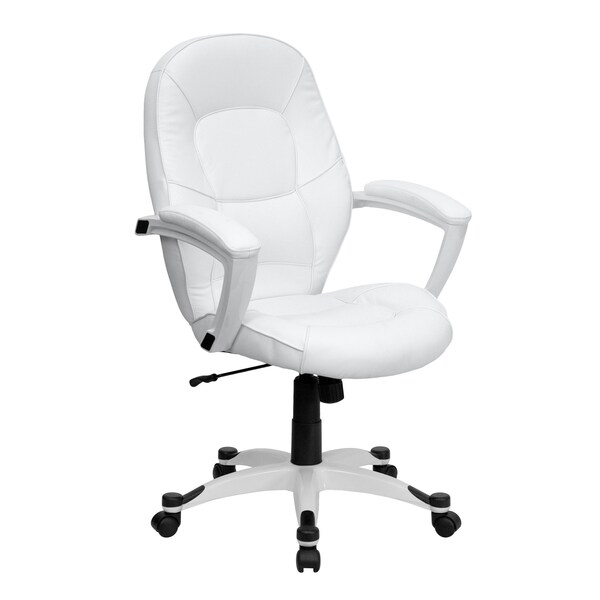 Flash Furniture Mid-Back Exec Chair, White - QD-5058M-WHITE-GG