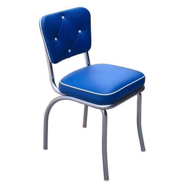 Richardson Seating Corp Richardson Seating Corp 4240RBL 4240 Lucy Diner Chair -Royal Blue- with 2 in. Box Seat  - Chrome - 4240RBL