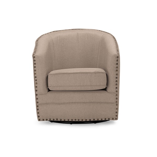 Baxton Studio Porter Classic Retro Beige Upholstered Swivel Tub Chair - 119-6664