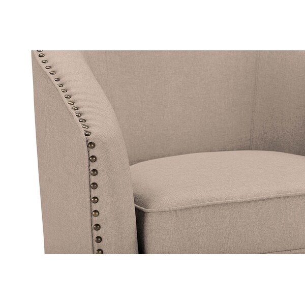 Baxton Studio Porter Classic Retro Beige Upholstered Swivel Tub Chair - 119-6664