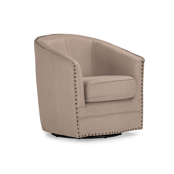 Baxton Studio Porter Classic Retro Beige Upholstered Swivel Tub Chair - 119-6664