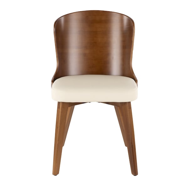 Lumisource Bocello Chair in Walnut and Cream Faux Leather - CH-BCLLO WL+CR