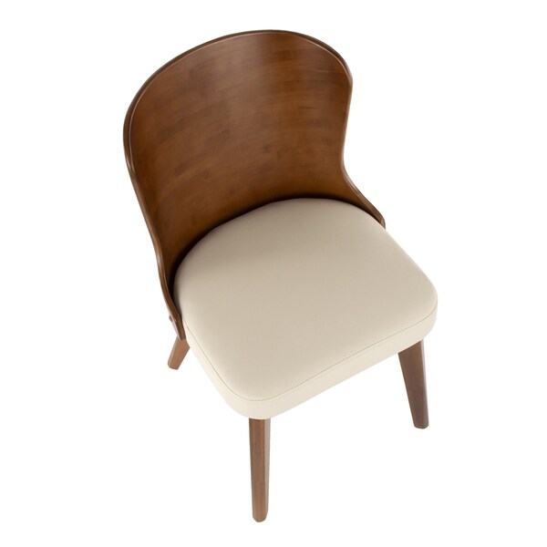 Lumisource Bocello Chair in Walnut and Cream Faux Leather - CH-BCLLO WL+CR