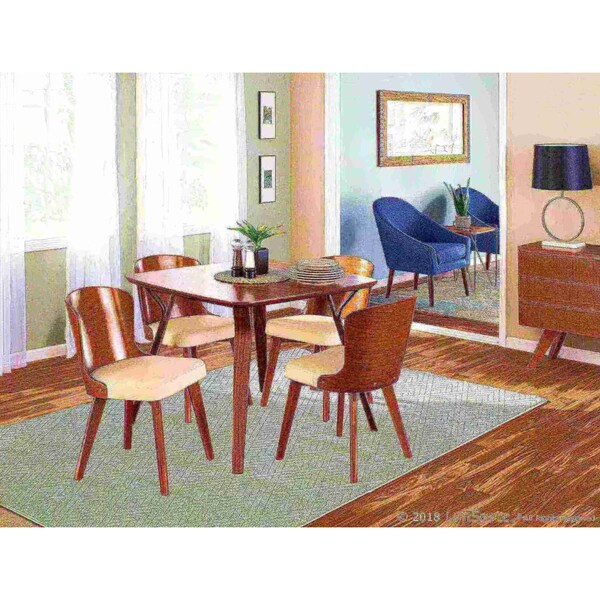 Lumisource Bocello Chair in Walnut and Cream Faux Leather - CH-BCLLO WL+CR