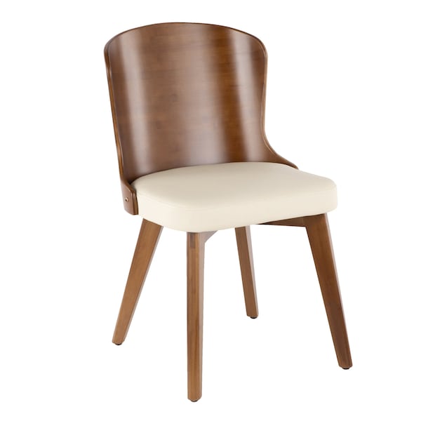 Lumisource Bocello Chair in Walnut and Cream Faux Leather - CH-BCLLO WL+CR