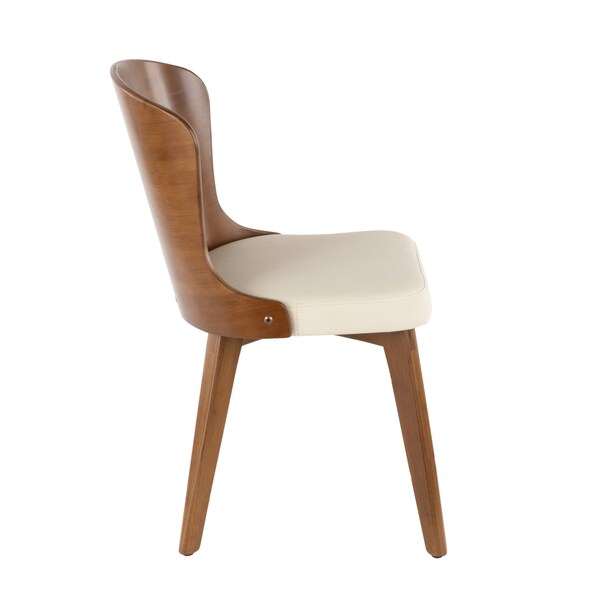 Lumisource Bocello Chair in Walnut and Cream Faux Leather - CH-BCLLO WL+CR