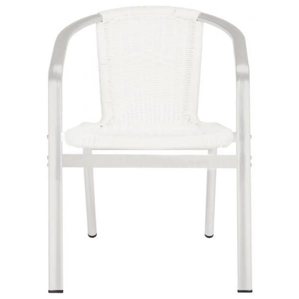 Safavieh 28 x 22 x 22.8 in. Wrangell Indoor-Outdoor Stacking Armchair, White - FOX5207D-SET2