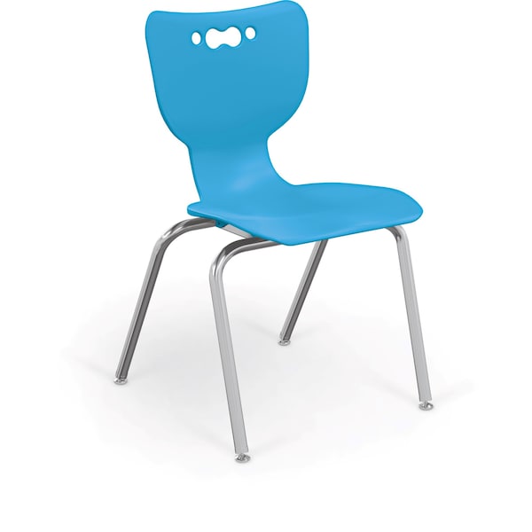 Mooreco Hierarchy School Chair, 4 Leg, 18" Chrome Frame, Blue Armless Shell, PK5 - 53318-5-BLUE-NA-CH