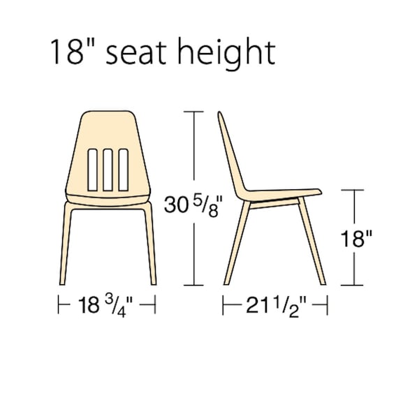 Virco 9000 Series 18" Classroom Chair, 5th Grade - Adult with Nylon Glides - Graphite Seat - 9018
